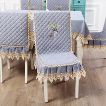 简约现代纯色餐桌椅子套罩桌布坐垫台布椅套垫子靠背一体通用套装