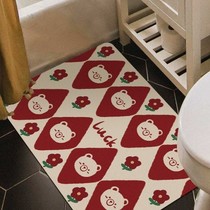 红色浴室防滑地垫软硅藻泥吸水垫子家用卫生间门口踩脚垫进门地毯