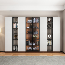 书柜家用卧室书架轻奢整墙铝合金落地靠墙现代简约客厅实木定制