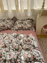 梨梦 复古玫瑰全棉四件套40支纯棉床单被套少女心小碎花床上用品