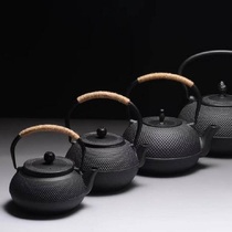 围炉煮茶铸铁茶壶烧水沏茶生铁壶单壶提梁煮茶器具小丁铁壶颗粒款