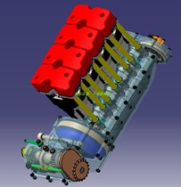 汽车直列四缸L4汽油发动机5挡变速箱3D三维几何数模型主减速器stp