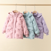 史努比女童儿童羽绒服正品时尚女孩中长款粉色冬季新款保暖舒适