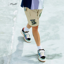 李宁男子运动短裤五分裤滑板系列联名款刺绣卡通印花短裤AKSR733