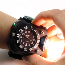 新户外强光手电筒小便携充电锂电超亮多功能战术特种手表带灯腕戴