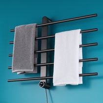 枪灰色智能电热毛巾架卫生间烘干加热浴巾架浴室恒温置物架毛巾杆