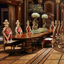 高端定制别墅家具欧式奢华原木轻奢餐桌椅法式艺术椭圆形贵族餐桌