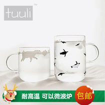 花茶杯创意日式北极熊清新水杯极地杯子zakka企鹅玻璃透明情侣杯