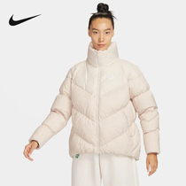 Nike耐克女子冬季新款白色运动休闲立领保暖短款羽绒服FD8212-104