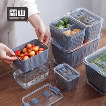 霜山厨房沥水篮家用果蔬洗菜篮塑料带盖保鲜盒冰箱收纳盒