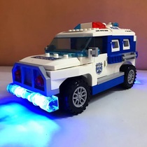 积木声光警车救护车益智城市消防车儿童智力拼装汽车玩具男女孩