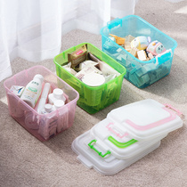 茶花小号收纳箱有盖塑料箱子整理箱零食收纳盒储物盒子密封透明式