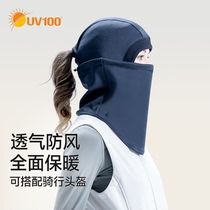 UV100石墨烯骑行头套帽冬季保暖电动车防风护颈加绒护耳面罩22725