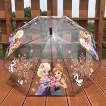 爱莎透明儿童雨伞长柄自动安全男女童幼儿园卡通小学生宝宝公主伞