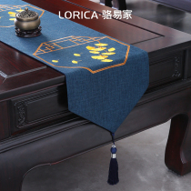 骆易家刺绣桌旗新中式禅意茶席茶桌茶几茶台布艺长条布餐桌装饰布