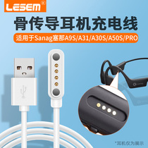LESEM适用sanag塞那骨传导蓝牙耳机充电线A9S A31 A30S A30Spro A50SPRO B51s B60磁吸充电器数据线收纳包盒