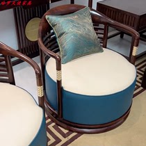 新中式沙发椅三件套现货客厅单人乌金木休闲椅现代轻奢软包转转椅