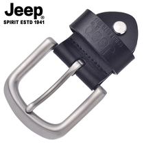 jeep不锈钢皮带扣针扣实心钢扣扣头3.8CM头层牛皮黑色腰带卡子