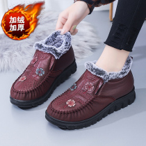 冬季老北京布鞋妈妈棉鞋防水加绒厚底奶奶防滑保暖老人中老年女鞋