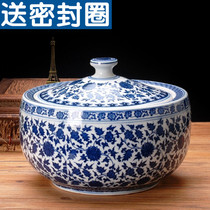 景德镇正品青花陶瓷储物罐密封米酒坛子猪油罐家用厨房容器茶叶罐