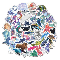 50张海洋动物可爱卡通贴纸行李箱笔记本冰箱水杯汽车装饰防水贴纸