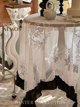法式复古白色蕾丝轻奢桌布圆桌餐桌布茶几布盖巾高级感花园布置