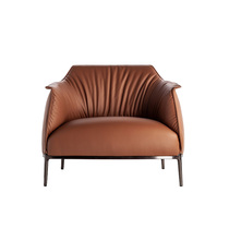 意式极简单人沙发椅轻奢现代大户型客厅真皮单椅客厅设计师休闲椅