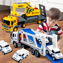 超大男孩惯性玩具车警察拖车挖掘机双层运输车货柜车儿童音乐汽车