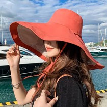 夏季超大帽檐遮阳帽渔夫帽子大沿护颈防晒女式太阳帽遮脸防紫外线