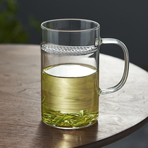 忆壶茶玻璃茶杯月牙杯耐高温茶水分离泡茶杯绿茶办公室带盖水杯