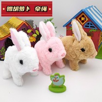 小兔子毛绒玩具女孩仿真电动玩偶公仔走路会叫小白兔儿童生日礼物