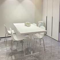 亚克力岩板餐桌家用小户型长方形ins下挂悬浮设计师轻奢白色饭桌