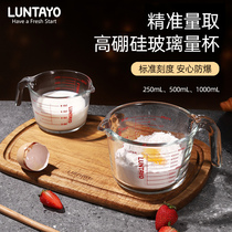 日本Luntayoい 玻璃量杯带刻度耐高温家用食品级厨房烘焙打蛋杯子
