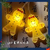 圣诞节日装饰灯串 姜饼人挂件活动儿童房间可爱的娃娃挂墙上书架