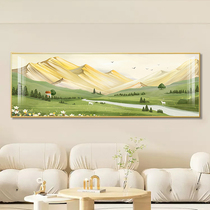 山水风景客厅装饰画日照金山沙发背景墙挂画奶油风高级感横幅壁画