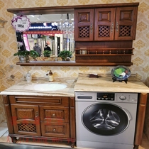 红橡木美式浴室柜洗衣机柜镜柜组合开放漆落地洗手台洗衣柜类定制