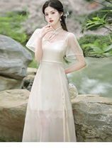 唐装中式女装中国风两件套裙装夏白色吊带裙新中式连衣裙国风套装