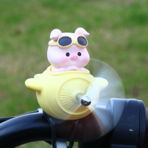 可爱小猪风车自行电瓶车摆件电动摩托车装饰小配件公仔玩偶装饰品