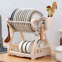 厨房置物架用具晾洗放沥水碗架碗柜碗碟碗筷盘刀收纳盒双层餐具架