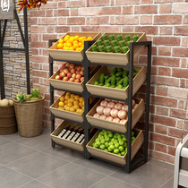 ..水果蔬菜货架百果园零食超市商用多层功能货物摆放木制置物展示