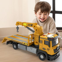 2023爆款拖车玩具男孩道路救援车平板运输吊车工程小汽车儿童卡车