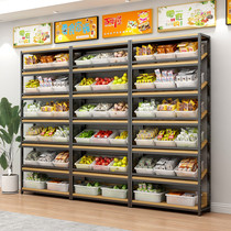 超市货架单面靠墙斜面便利店展示架商用展示柜多层水果零食置物架