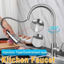 Pull Out Kitchen Sink Faucet Deck Mounted Stream Sprayer Kit