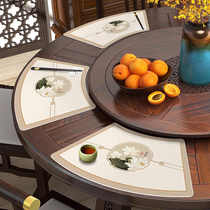 中式皮革餐垫酒店圆桌餐垫防水防油垫子扇形餐垫餐具隔热垫中国风