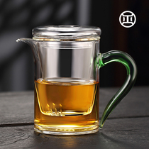 纯正全玻璃加厚冲泡茶壶花茶绿茶红茶杯三件杯单壶日式茶水分离杯