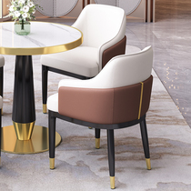 现代都市意式餐椅家用轻奢生态真皮餐桌椅现代高级酒店简约洽谈椅