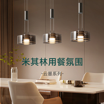 柏丁意式餐厅吊灯2024新款高级感轻奢现代三头玻璃升降吧台餐桌灯