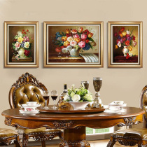 欧式客厅装饰画田园花卉沙发背景三联画美式餐厅主卧床头油画挂画