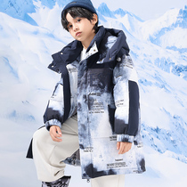 儿童羽绒服男童中长款2023新款迷彩派克服加厚韩版中大童冬季外套