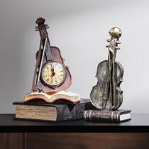 小提琴摆件欧式时钟酒柜高级感工艺品家居客厅电视柜办公室装饰品
